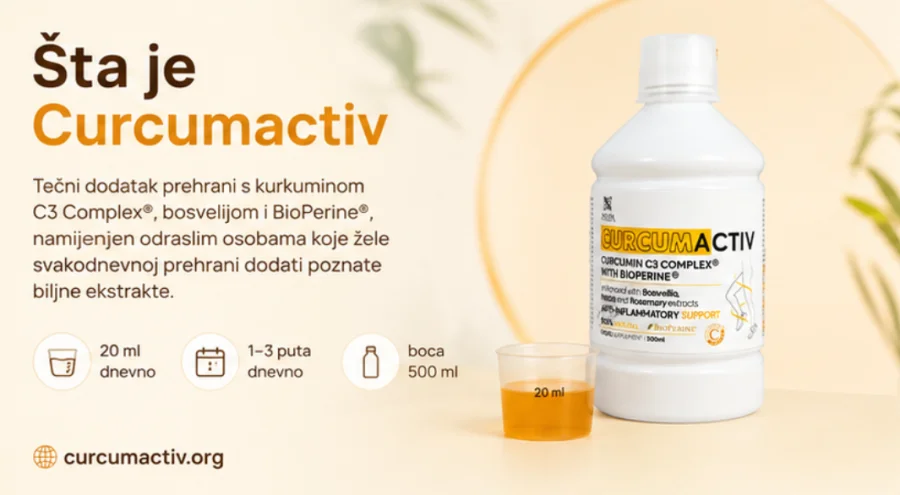 Curcumactiv — tečni dodatak prehrani u boci od 500 ml